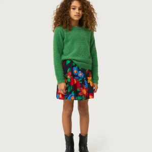 Jersey de niña de punto con textura verde