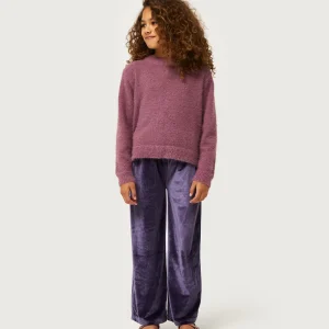 Jersey de niña de punto con textura morado