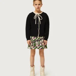 Cárdigan de niña con lazada negro
