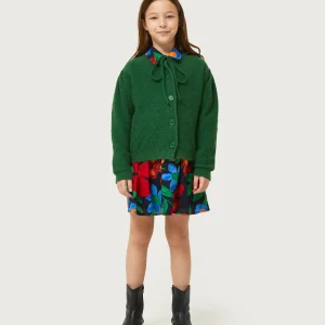 Cárdigan de niña con lazada verde