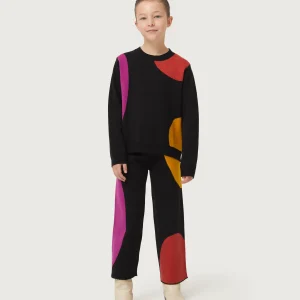 Jersey de niña de punto jacquard estampado de círculos