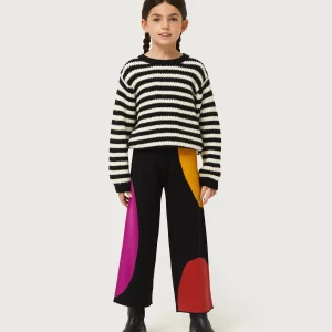 Pantalón de niña de punto jacquard estampado de círculos