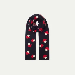 Bufanda de niña de punto jacquard estampado de setas negro