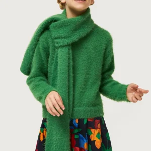 Bufanda de niña de punto con textura verde