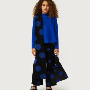 Bufanda de niña de punto jacquard estampado de lunares azules