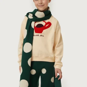 Bufanda de niña de punto jacquard estampado de lunares blancos