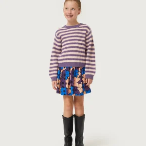 Jersey de niña de punto rayas moradas