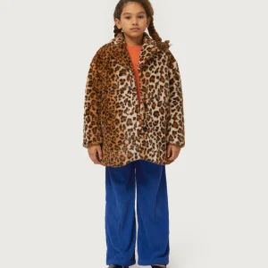 Abrigo de niña de pelo estampado de leopardo