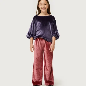 Pantalón de niña de terciopelo rosa