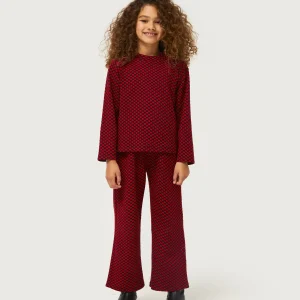 Jerey de niña de punto jacquard polka dot