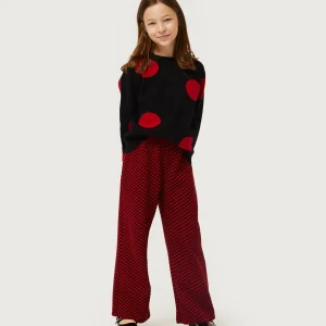 Jersey de niña de punto jacquard estampado de rojos