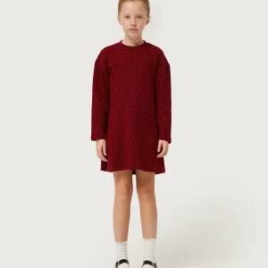 Vestido corto de niña estampado jacquard rojo