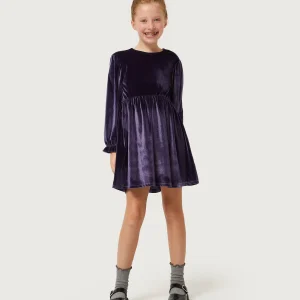 Vestido corto de niña de terciopelo morado
