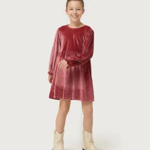 Vestido corto de niña de terciopelo rosa