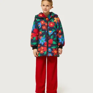 Abrigo de niña acolchado estampado flores multicolor