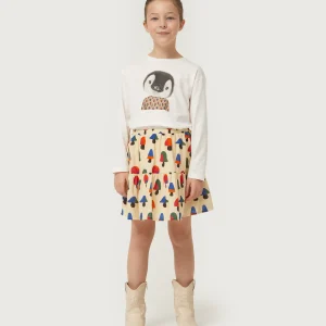 Falda corta de niña estampado de setas multicolor