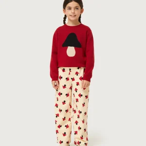 Pantalón de niña estampado de setas beige