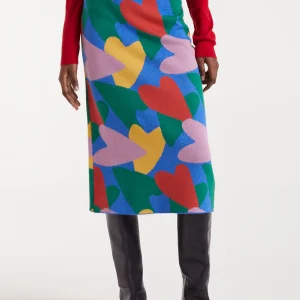 Falda midi de punto con estampado cupido