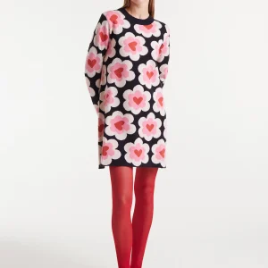 Vestido corto de punto jacquard con estampado SweetHeart