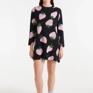 Vestido corto de punto jacquard con estampado Morango