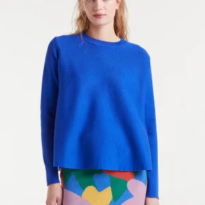 Jersey de punto evasé azul