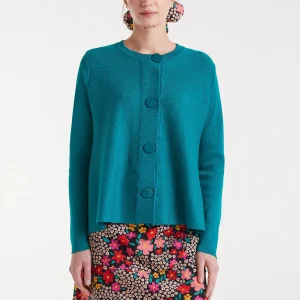 Cárdigan de punto evasé verde