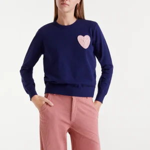 Jersey de punto navy blue con print de corazón