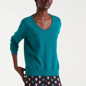 Jersey de punto cuello pico verde