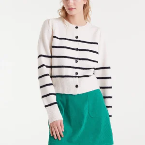 Cárdigan punto rayas marinera blanco y negro