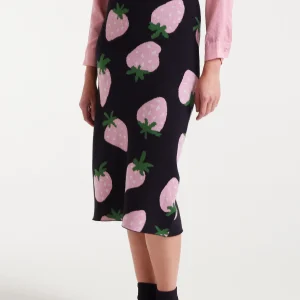 Falda midi jacquard con estampado Morango