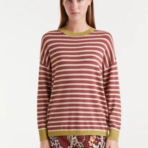 Jersey punto de rayas marrón y blanco