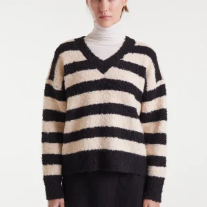 Jersey de punto con textura rayas blanco y negro