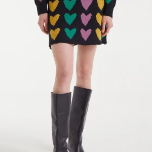 Falda corta punto jacquard con estampado cupido lines