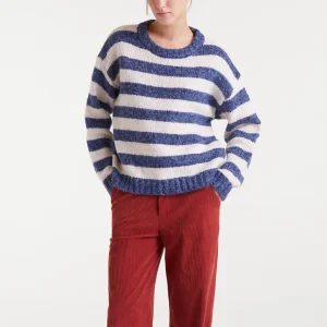 Jersey punto con rayas blanco y morado