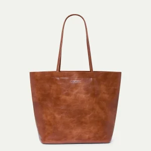 Bolsa de hombro cuero sintético marrón