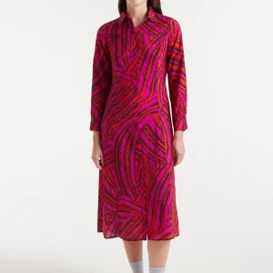 Vestido midi crepé ligero con estampado Fedora