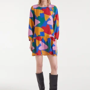 Vestido corto crepé ligero con estampado Cupido