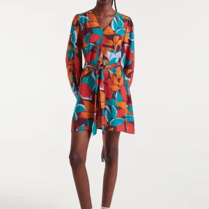 Vestido corto crepé ligero con estampado Ponziana