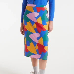 Falda midi crepé ligero con estampado Cupido