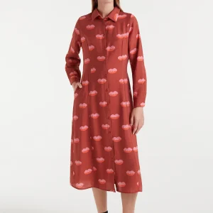 Vestido midi con estampado Lips