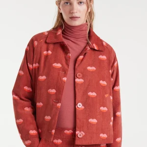 Chaqueta de pana estampado Lips