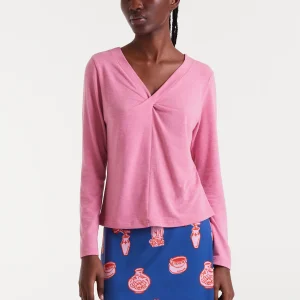 Camiseta anudada rosa