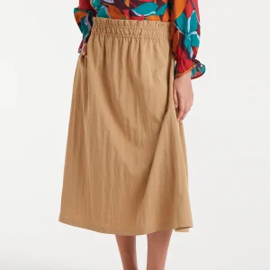 Falda midi camel