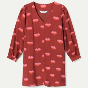 Vestido corto con estampado Lips