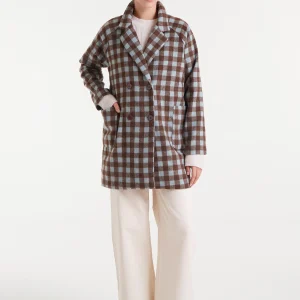 Abrigo de cuadros marrón