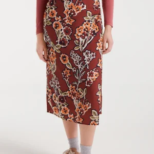 Falda midi crepé ligero con estampado Daisy