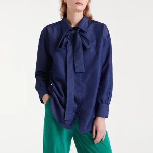 Camisa lazada chambray azul