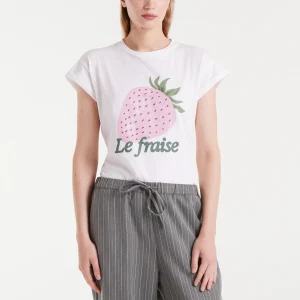 Camiseta  blanca 100% algodón con estampado Le fraise