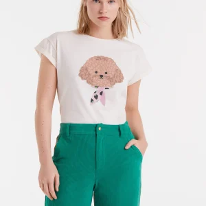 Camiseta 100% algodón con estampado caniche