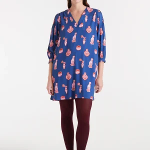 Vestido corto con estampado Porcelain